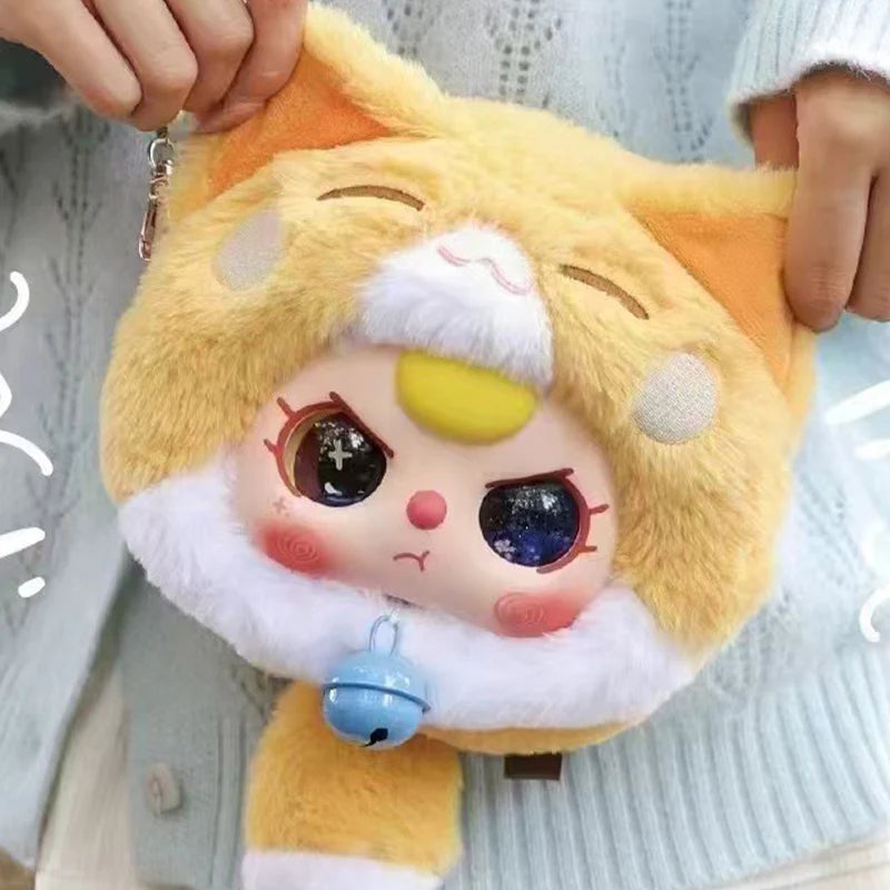 【T045】Baby Three Fortune Cat Zipper Bag Series Plush Dolls