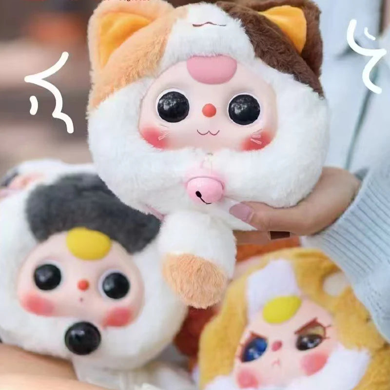 【T045】Baby Three Fortune Cat Zipper Bag Series Plush Dolls