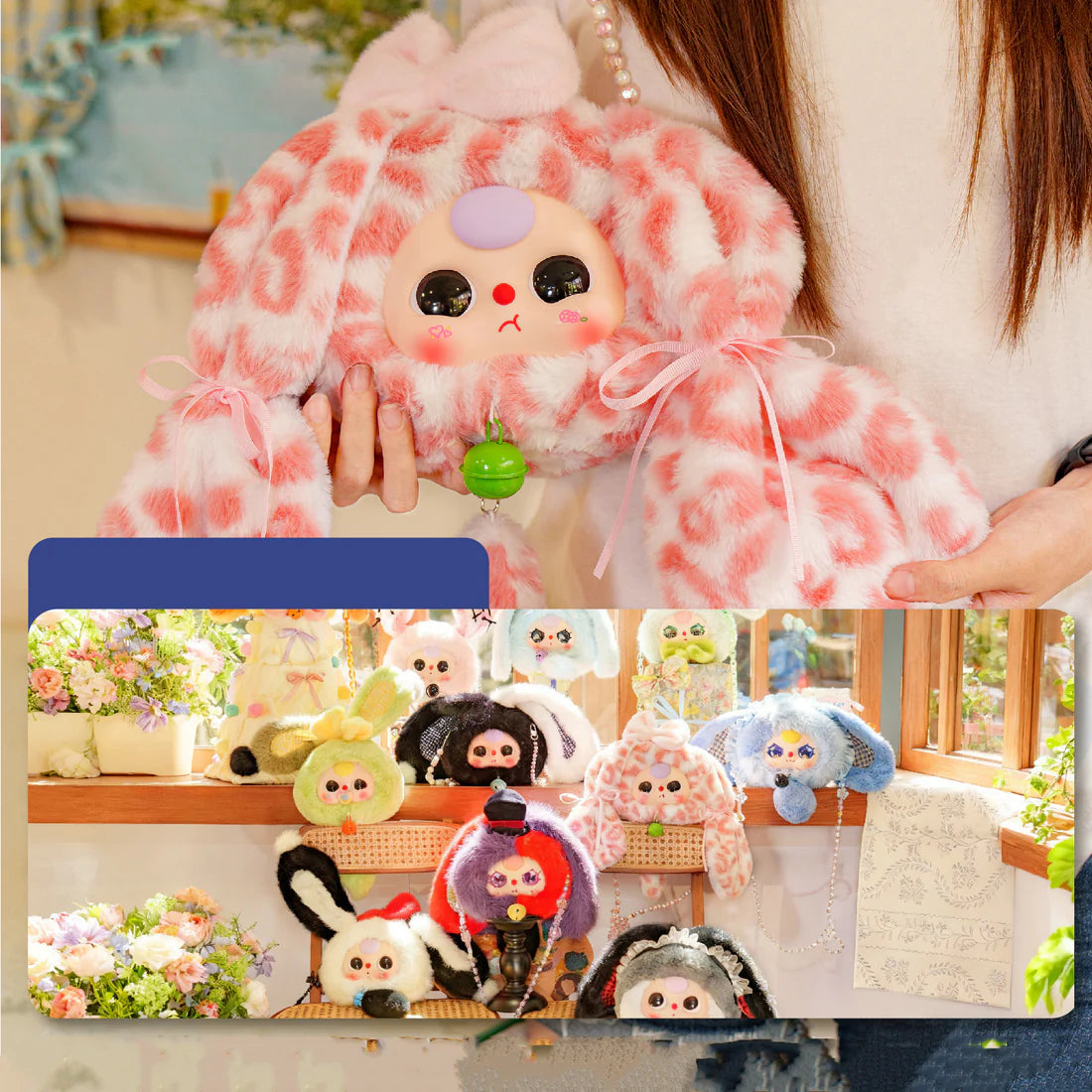 【T210】Baby Three Lucky Rabbit Zipper Bag Series Plush Dolls