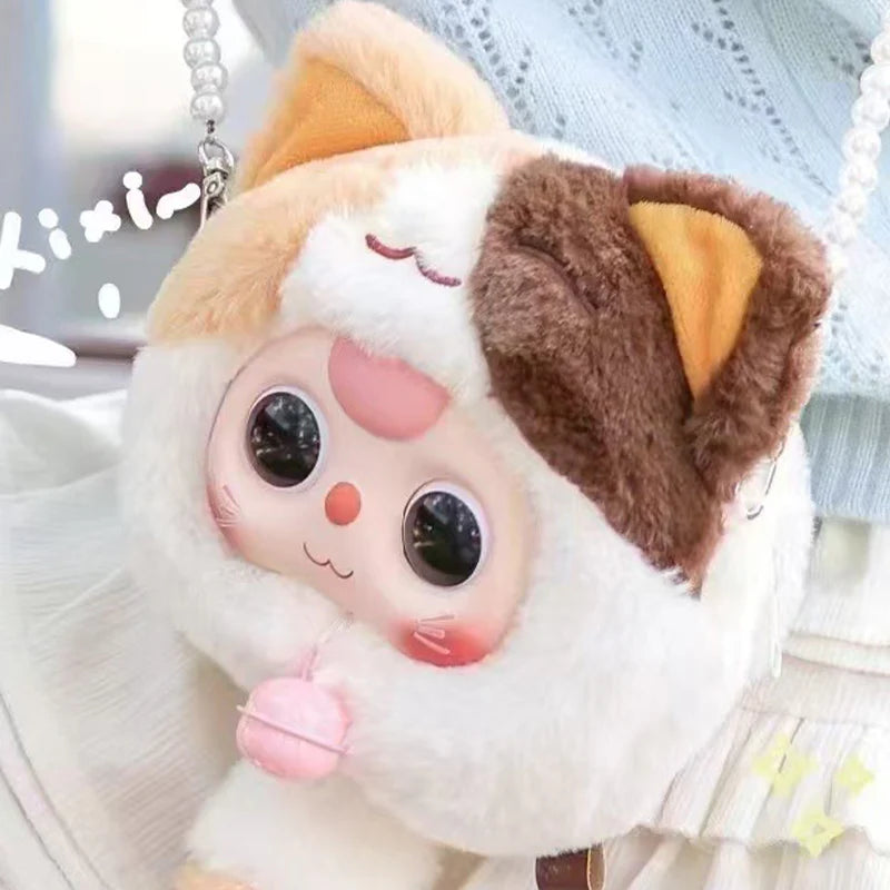 【T045】Baby Three Fortune Cat Zipper Bag Series Plush Dolls